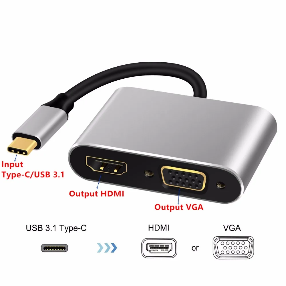 USB C HDMI VGA конвертер адаптер кабель Type к Hdmi 4K коннектор для телефона Samsung Huawei Mate 10 Pro