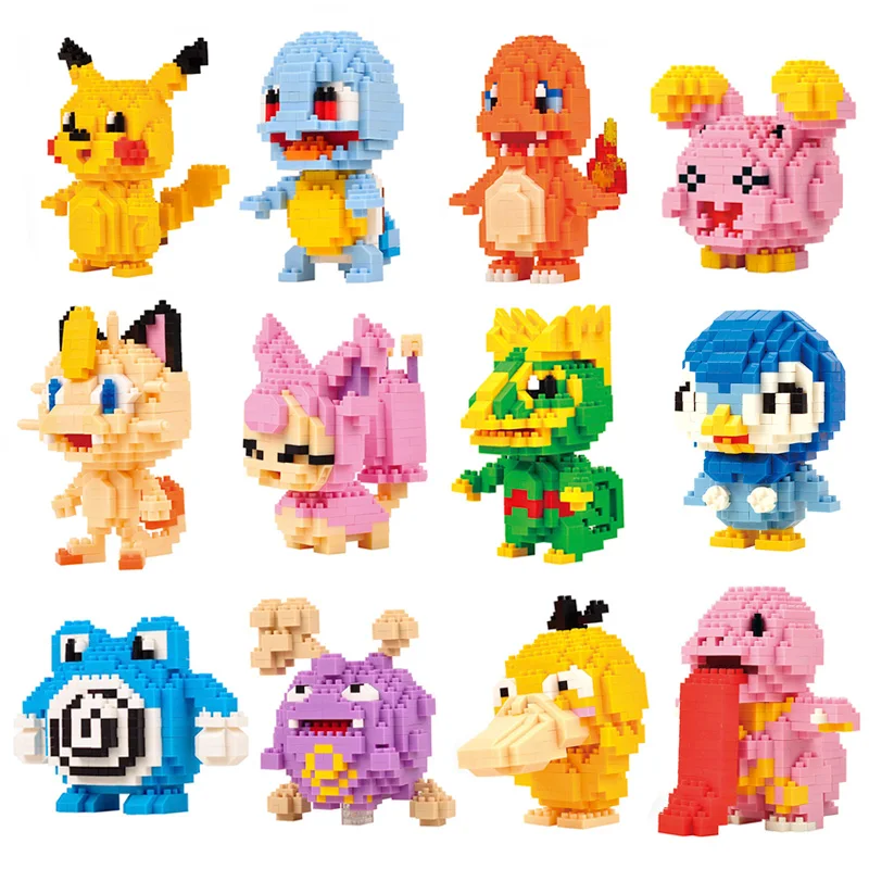 New 41 style Pokemon Blocks Small Building Blocks Cartoon Picachu Animal Mini Model Education Game Graphics Pokemon Toys
