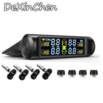 

Car TPMS Tire Pressure Monitoring System Sensors USB port Auto Security Alarm Systems Tire Pressure Solar Power Mini bus TPMS