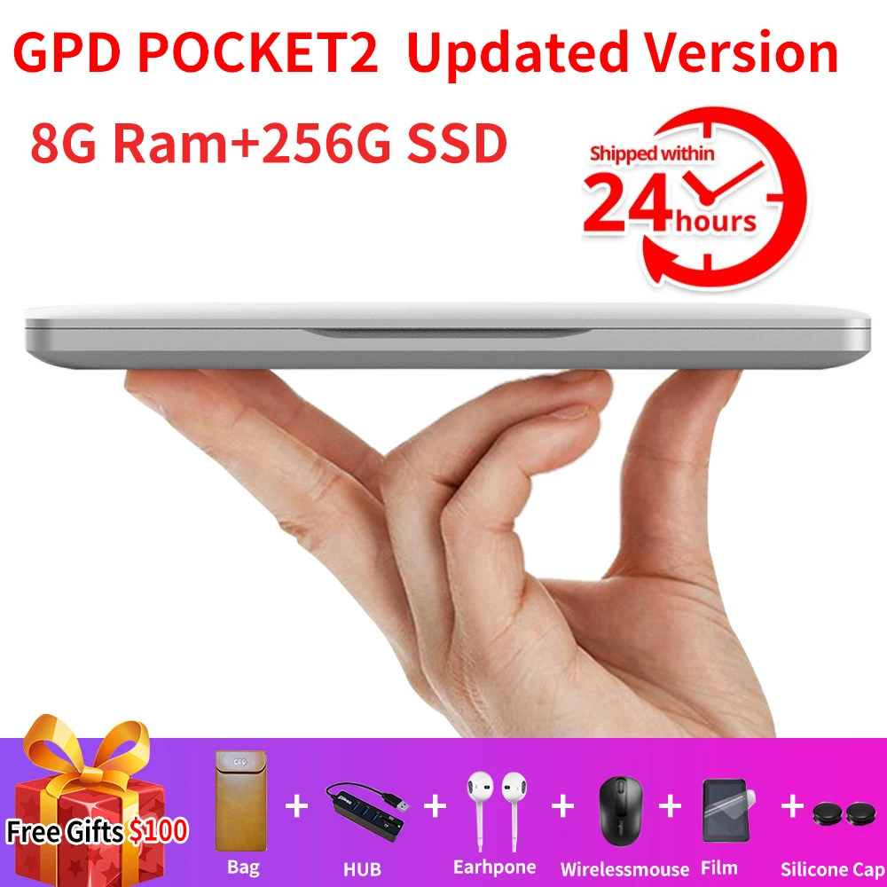 Оригинал GPD Pocket 2 Pocket2 8 Гб 256 ГБ 7 дюймов сенсорный экран мини ПК карманный ноутбук