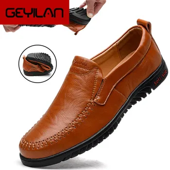 

Men Shoes Genuine leather Comfortable Men Casual Shoes Footwear Chaussures Flats Men Slip On Lazy Shoes Zapatos Hombre