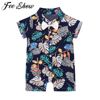

Fashion Hawaiian Style Summer Baby Boys Shirt Romper Short Sleeve Gentleman Jumpsuit infant costume Newborn Boy Formal Clothes