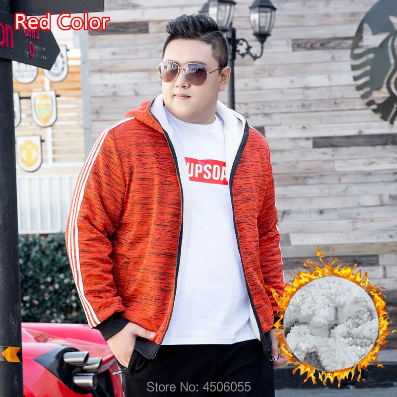 red coat Зимний спортивный костюм, мужской комплект, флисовая куртка с капюшоном, теплый Chandal Hombre, мужской комплект одежды из 2 предметов, 6XL 8XL, одежда для бега, спортивный костюм - Цвет: red coat