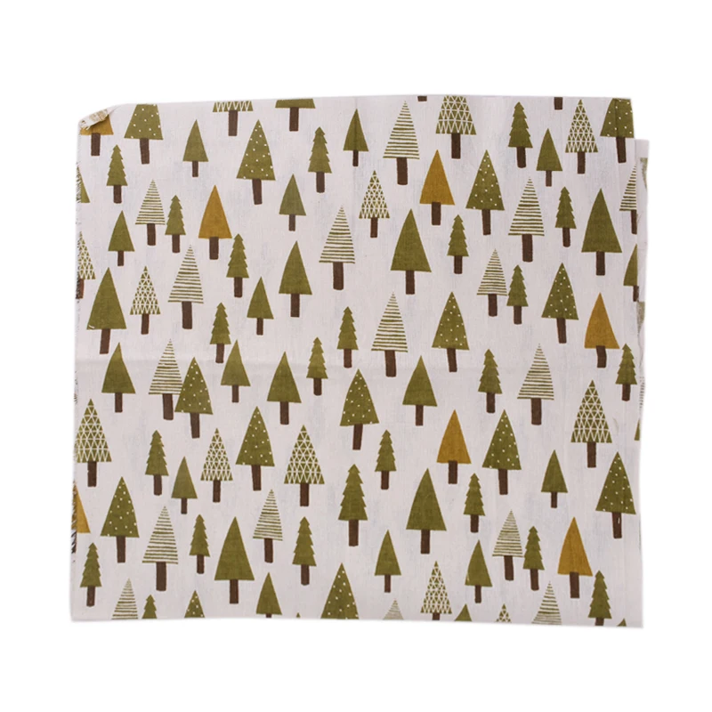 

97x50cm Christmas Tree Pattern Natural Linen Cotton Fabric DIY Sewing Fabric Christmas Decoration Quilting Patchwork 2019