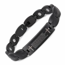 Черный Позолоченный магнитный браслет из нержавеющей стали для мужчин и женщин, молитва лорда или Матфея 19:26