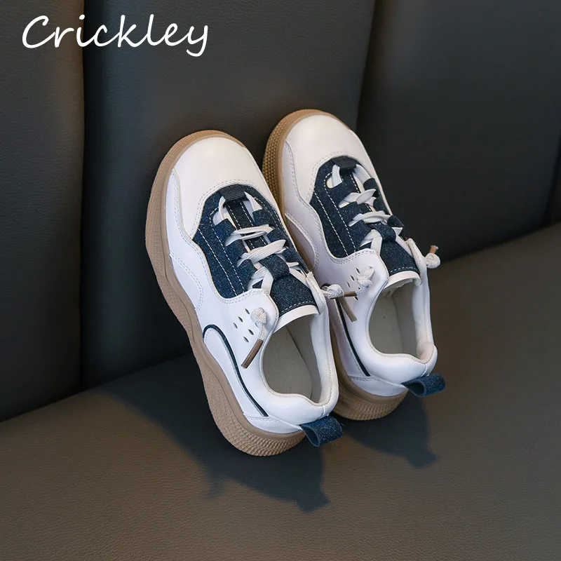 Autumn Unisex Children White Casual Shoes PU Leather Skate Sneakers for Boys Girls Soft Comfortable Flat Kids School Sport Shoes