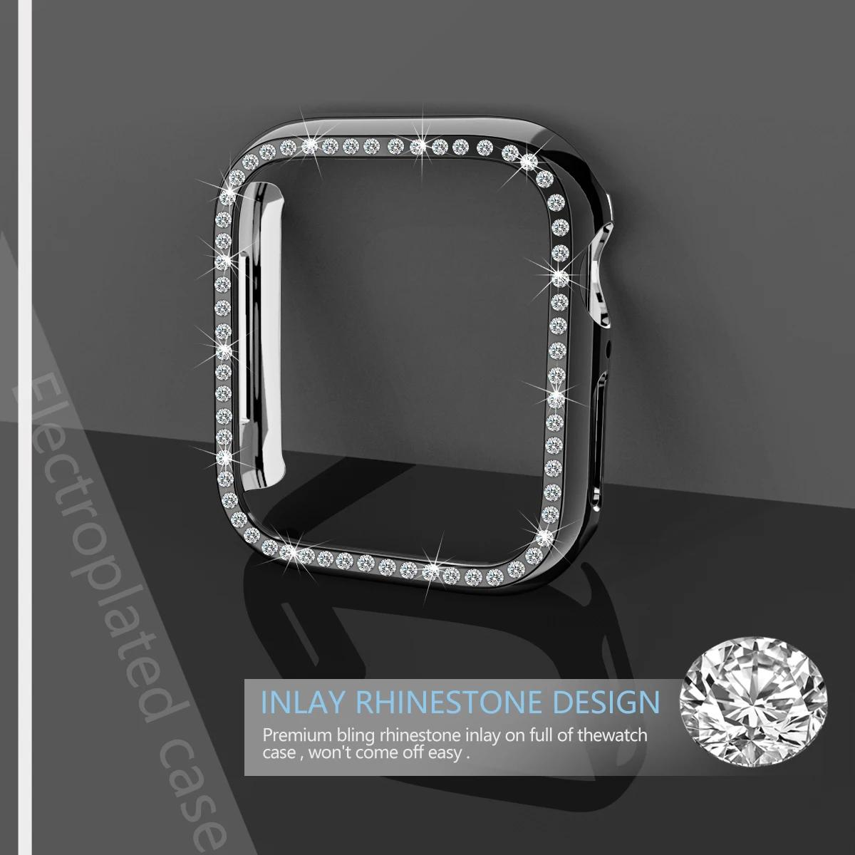 38 мм 42 мм сверкающий чехол для iWatch 4 3 2 1 инкрустация Bling Rhinestone Дизайн PC Бампер протектор для Apple Watch 40 мм 44 мм