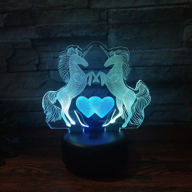 Единорог сенсорный 3D ночной Светильник Красочные Симпатичные usb led Настольная лампа ребенок день рождения праздник подруги Kawaii подарок для