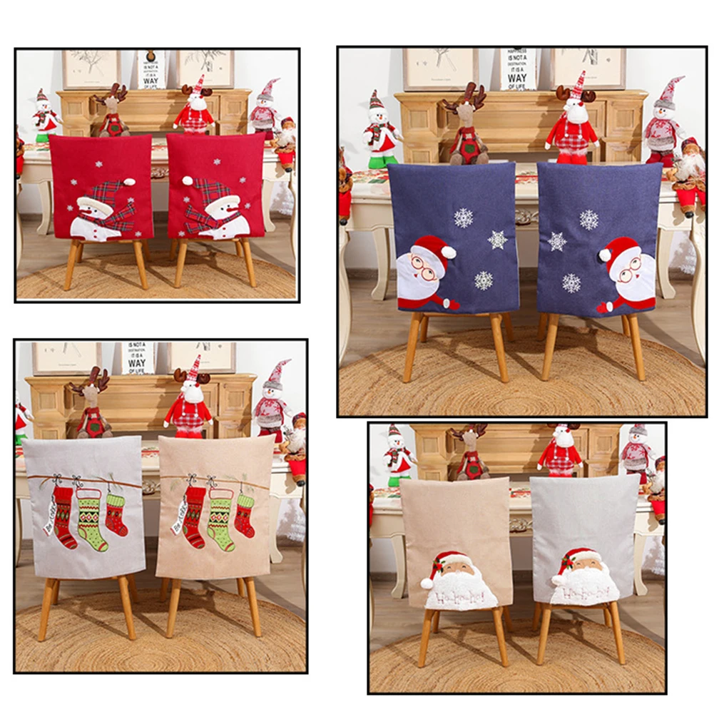 

20types Christmas Plaid Dinner Restaurant Non Woven Chair Cover Chair Back Covers Linen Festival Table Decor