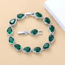 925 пробы, серебро,, капля воды, зеленый циркон, браслет, здоровье, модные ювелирные изделия для женщин, шкатулка для ювелирных изделий SL133