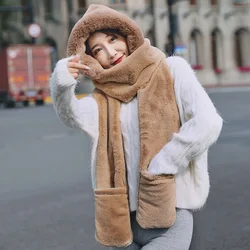 New Bear Hat Three-piece Set Autumn and Winter Hats Scarf Gloves One-piece Winter Cycling To Keep Warm Three-piece Tide