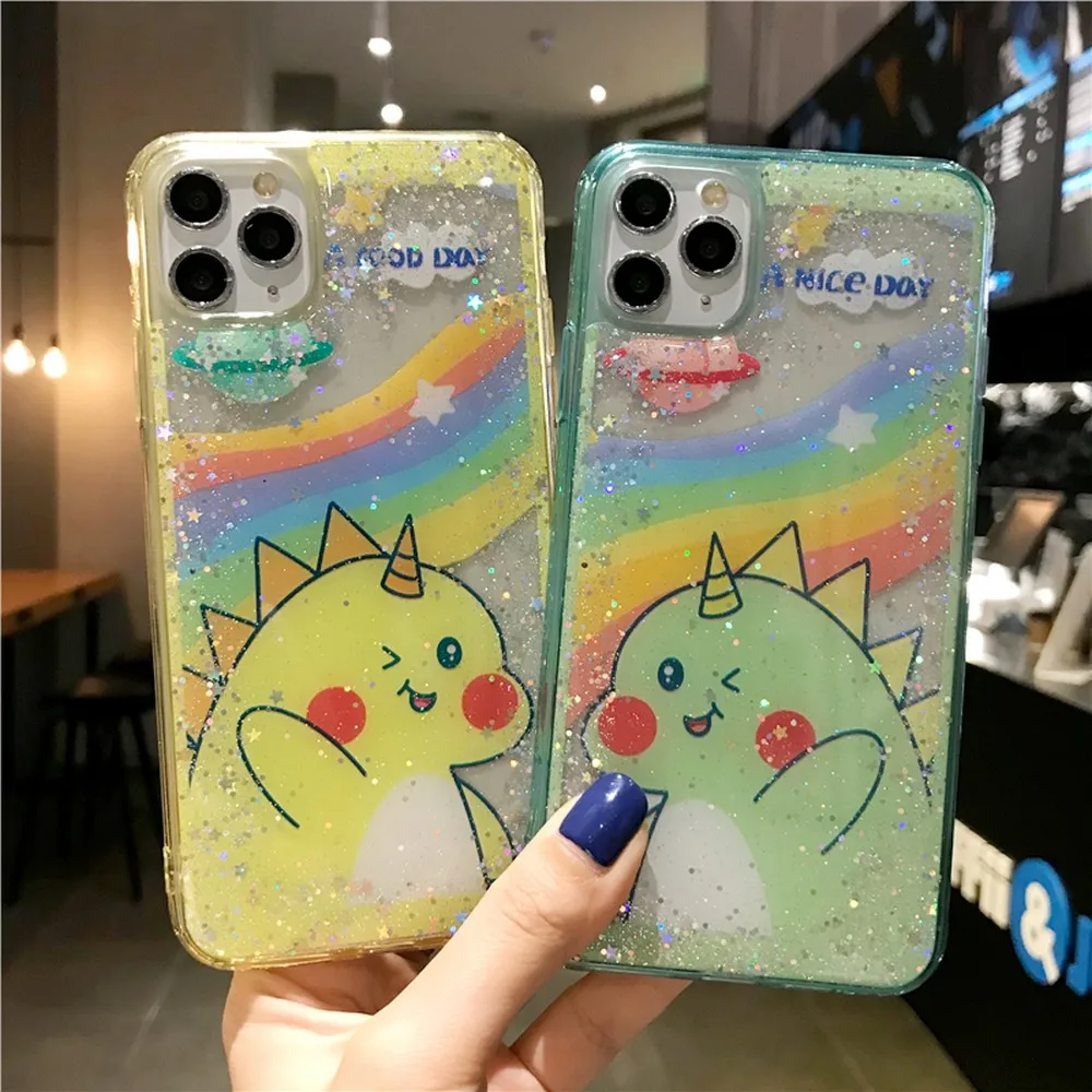 

Dinosaur foriPhone 11 11promax x XR XS Max 7plus 8plus 7 8 6 6s plus Flash powder waterproof and dustproof Mobile phone shell
