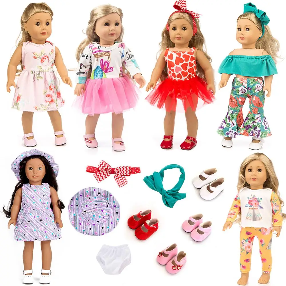 

Fit 17 inch Baby New Born 43cm Doll Clothes Accessories Gauze Skirt Pajamas + Shoes Set For Baby birthday Gift