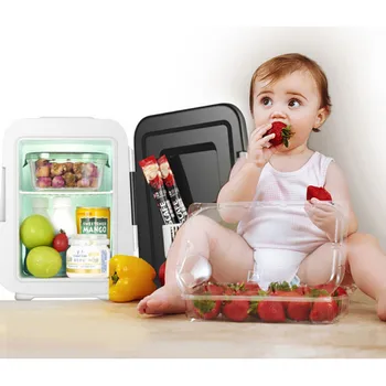 

12V Mini Fridge Electric Cooler 4L Dual Use Mask Cosmetics Refrigerator Small Refrigerator For Car And Family Outdoor Travel