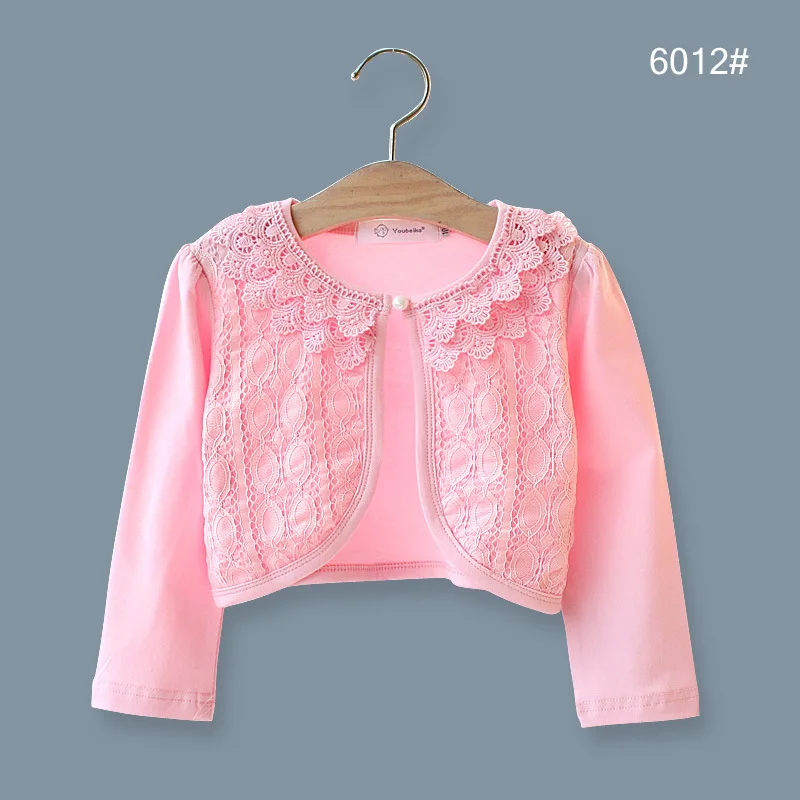 6012 Pink Кружевной кардиган для маленьких девочек; Болеро для девочек; кардиган с длинными рукавами; кружевная куртка для свадебного платья; вечерние; белые; Одежда для девочек; верхняя одежда - Цвет: 6012 Pink
