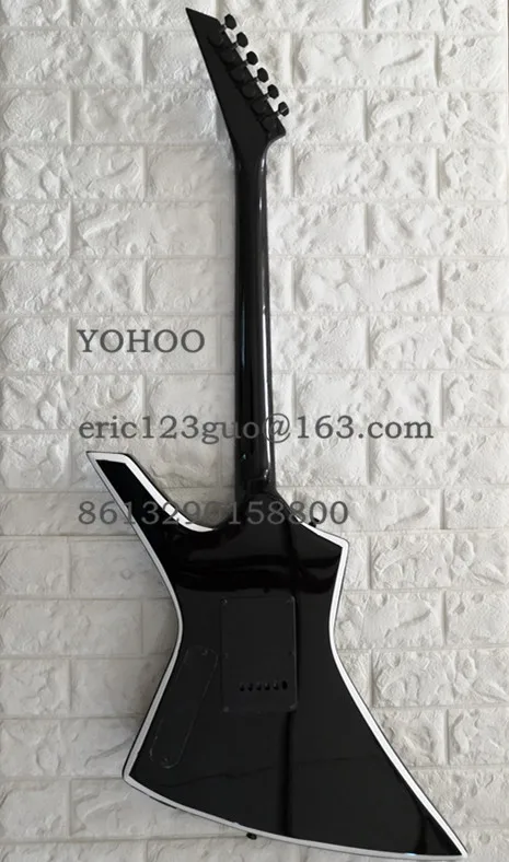 Изготовленный на заказ черная электрическая гитара с floyd rose мост, комплектующие черного цвета белый краями, HH звукосниматели дизайн. Можно подогнать под себя, paypal! Сделайте вашу Y-8