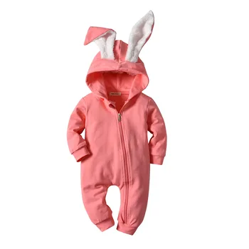

INS Hot Selling New Products Child Romper Autumn And Winter One Piece Long Crawling Clothes out Clothes Rabbit Eared Pajamas