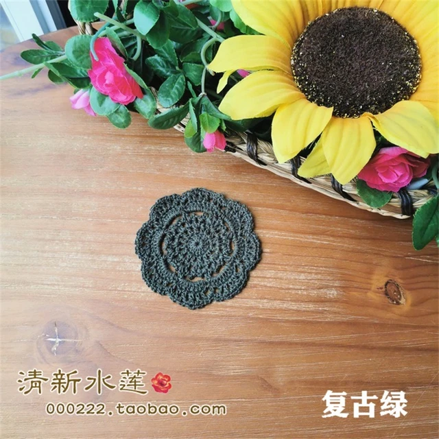 17AHSM Lace Cotton Crochet Handmade TableCloth Placemats DrinkCoaster Heat-resistant Nonslip Pads Home Decor Creative CupCoaster 5