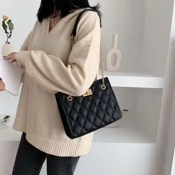 

Hot Sale Leisure PU Leather Chain Handbag Fashion Solid Color Chic Women Casual Classics Messenger Shoulder Tote Bags