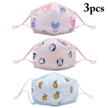 

3PCS Random Color Mouth Mask Reusable Dustproof Breathable Face Mouth Mask Soft Washable Mouth Cover for Kids Babies