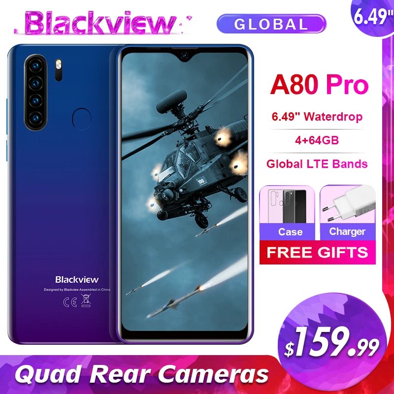 Blackview A80 Pro 6 49 ''Водонепроницаемый 4 Гб + 64 Смартфон Helio P25 Octa Core Android 9 0 глобальная