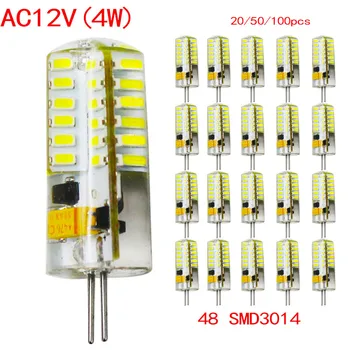 

20/50/100pcs G4 LED Light Bulb 4w SMD3014 Crystal Lamp AC 12V Energy saving mini Home Lighting for Chandelier Cold/Warm White