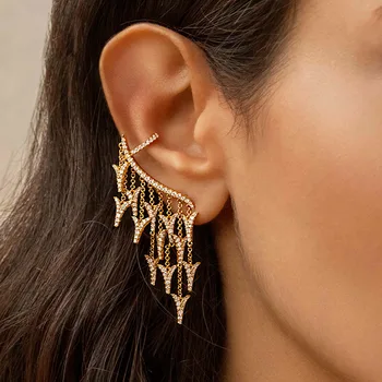 

Baoyocn 1pc Elegant 925 Sterling Silver Yellow Gold Color Multiple Dragon Tails Ear Bone Cuff Dangle Tassel Clip Earring Jewelry