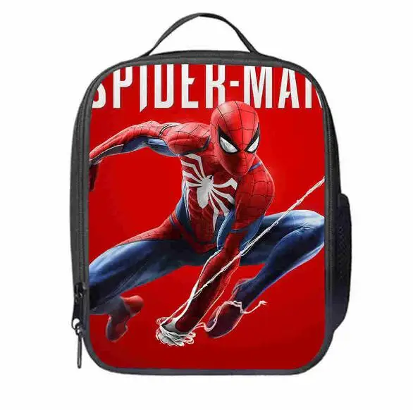 Bolsa de almuerzo de superhéroe de Disney para niños y niñas, bolsa térmica portátil con estampado de dibujos animados de SpiderMan, para Picnic, escolar