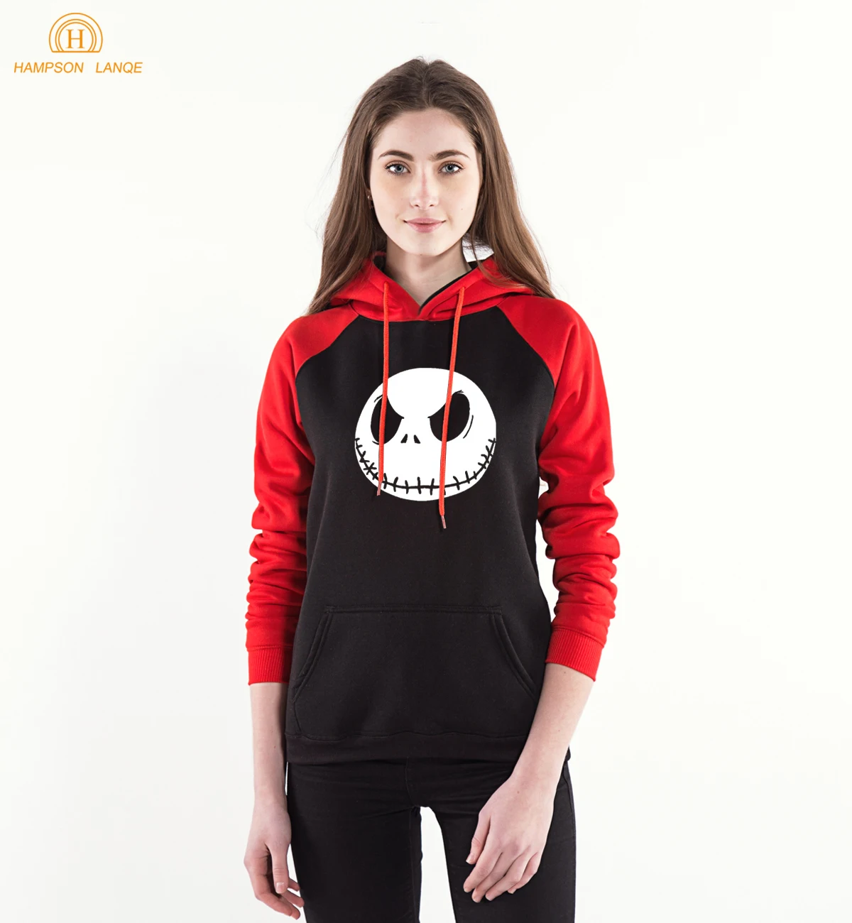 Женские теплые толстовки с принтом черепа Jack Skellington брендовые в стиле хип-хоп