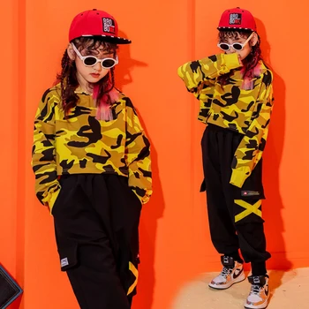 

New Children'S Jazz Dance Costumes Girls Hip Hop Costume Modern HipHop Suit Kids Street Dance Performance Stage Clothing VO219