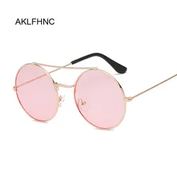 Винтажные Круглые Солнцезащитные очки женские брендовые дизайнерские солнцезащитные очки женские оттенки маленькие розовые линзы очки