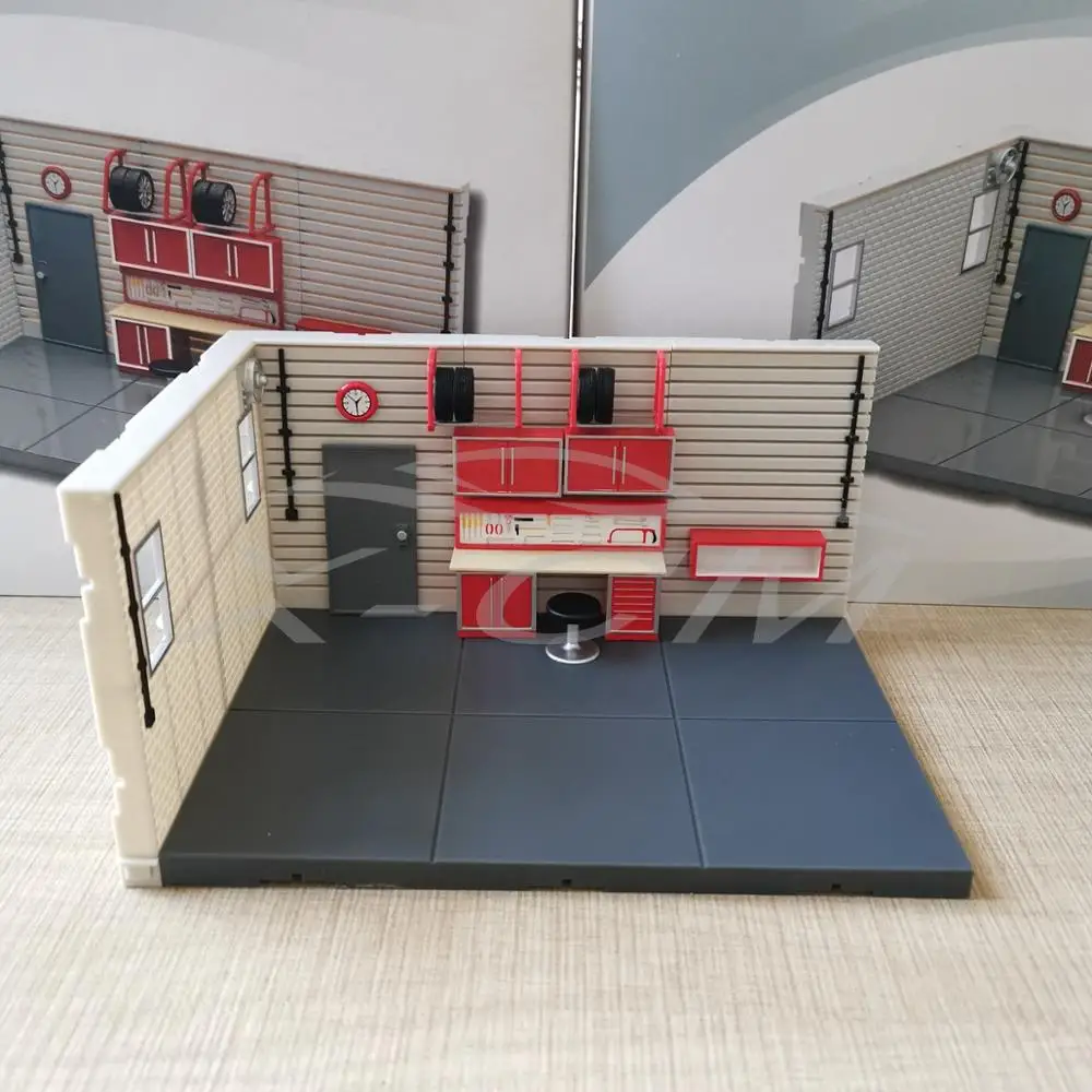 Пластиковая модель автомобиля ремонт гаража сцена (красный) 1:43| |