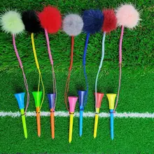 1pc Golf Tees Randomcolors 4cm Imitation Mink Fur Plush Rope Loss Golf Accessory Ball Balls&handmade Holder Prevent R1p8