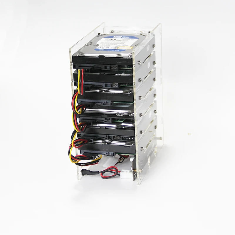 Suporte de Expansão de Disco Rígido Faça Você Mesmo Hdd 3.5 Nas 10 Discos Cremalheiras Externas Suporte Fonte Alimentação Mineração Transparente Acrílico Rack - Imagem 5
