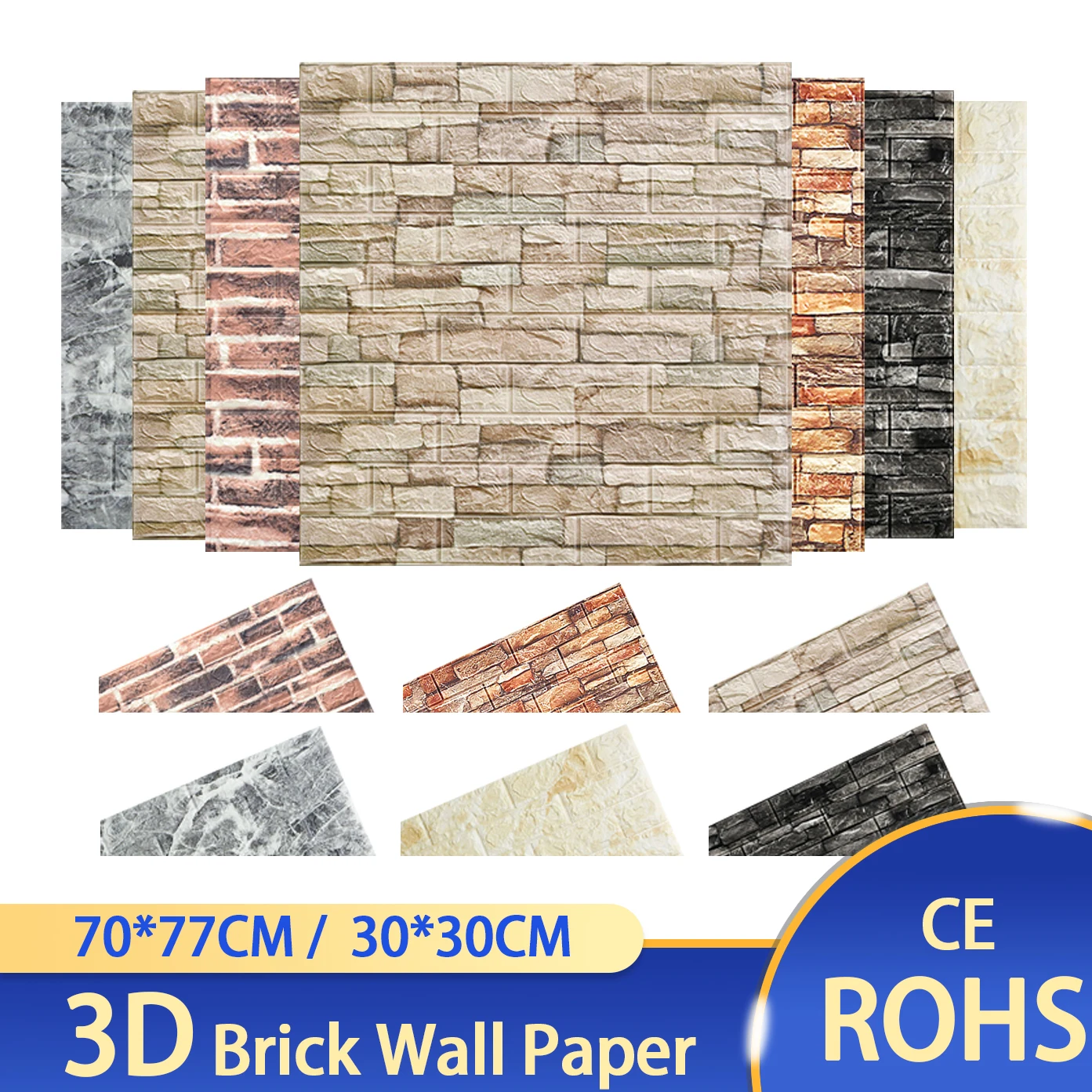 3D Wallpapers Brick Pattern for TV background Living Room Bedroom Wall Decor DIY Self-adhesive Waterproof PE Foam Sticker | Обустройство