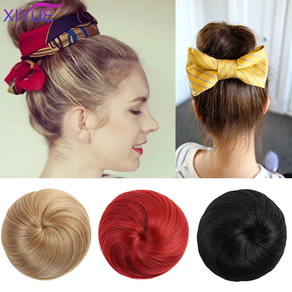 

9 Colors Available Bun Hair Chignon Synthetic Donut Elastic Rubber Hairpieces High Temperature Fiber Hair Bun Cover for Women