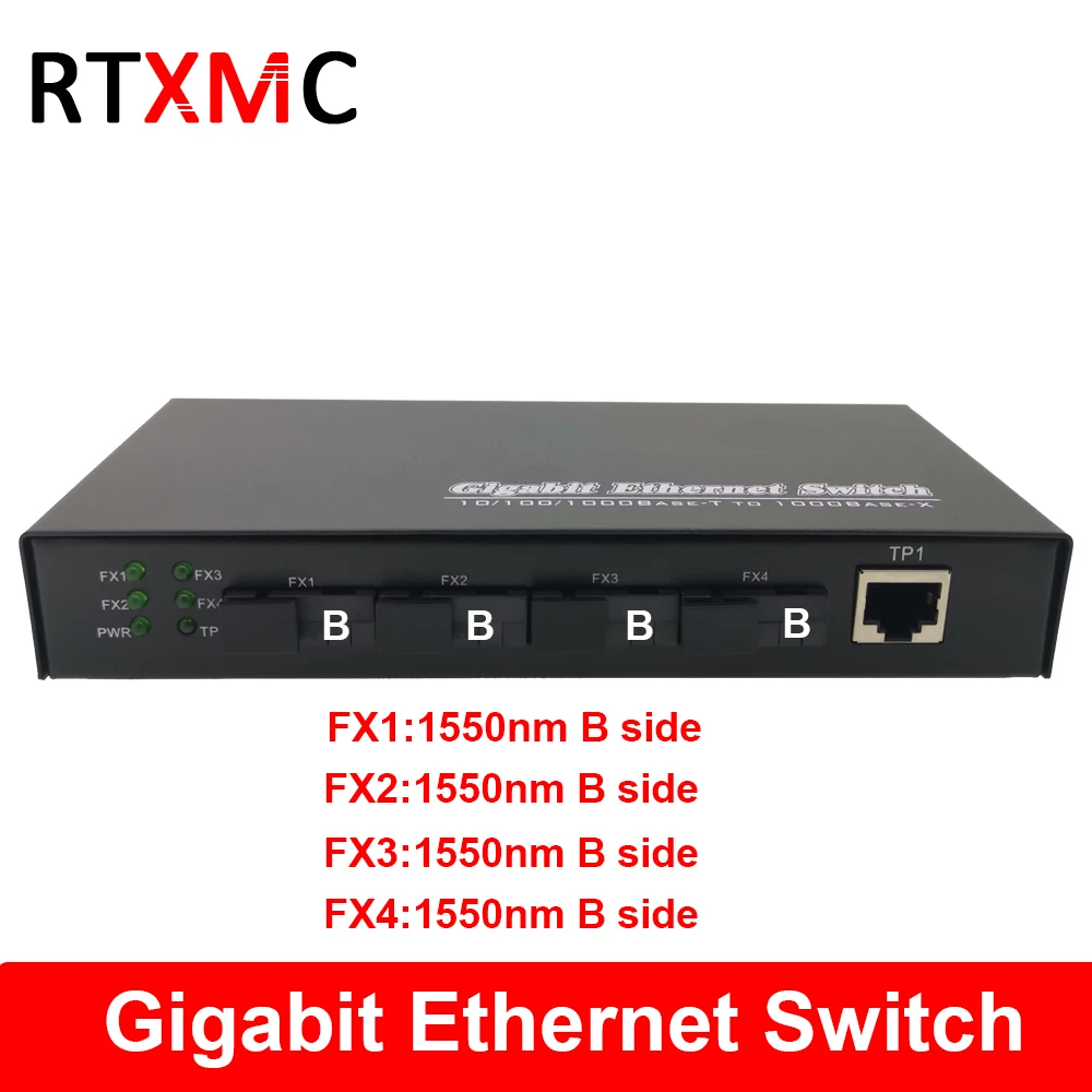 4G3E1000M гигабитный Ethernet коммутатор волоконно-оптический медиаконвертер одиночный режим 4*1,25G волокно SC 3RJ45 4SC порт 2UTP одиночное волокно