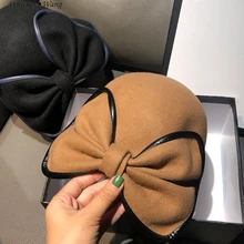 WHITNEY WANG осенне-зимняя модная уличная одежда дизайнерский стиль PU окантовка большой бант шерстяная шляпа женское зимнее пальто