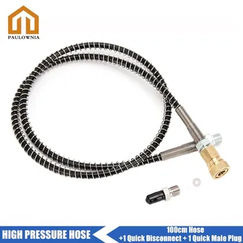 

M10x1 Thread 100cm High Pressure Hose for Air Refilling Nylon Hose Wrapped with Stainless Steel Spring and Quick Connectors