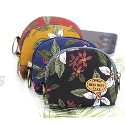 Retro Cloth Small Wallet Women's Zipper Flower Pattern Coin Purse Student Dollar Card Bag Fashion Handmade Floral Change Purses