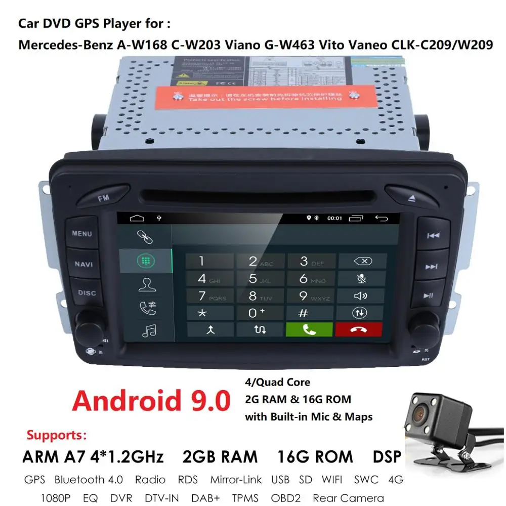 DSP ips 2din Android 9 7 дюймов Автомобильный dvd-плеер для Mercedes Benz W209 W203 W168 W463 Viano W639 Vito Vaneo 4G gps BT Радио USB SD