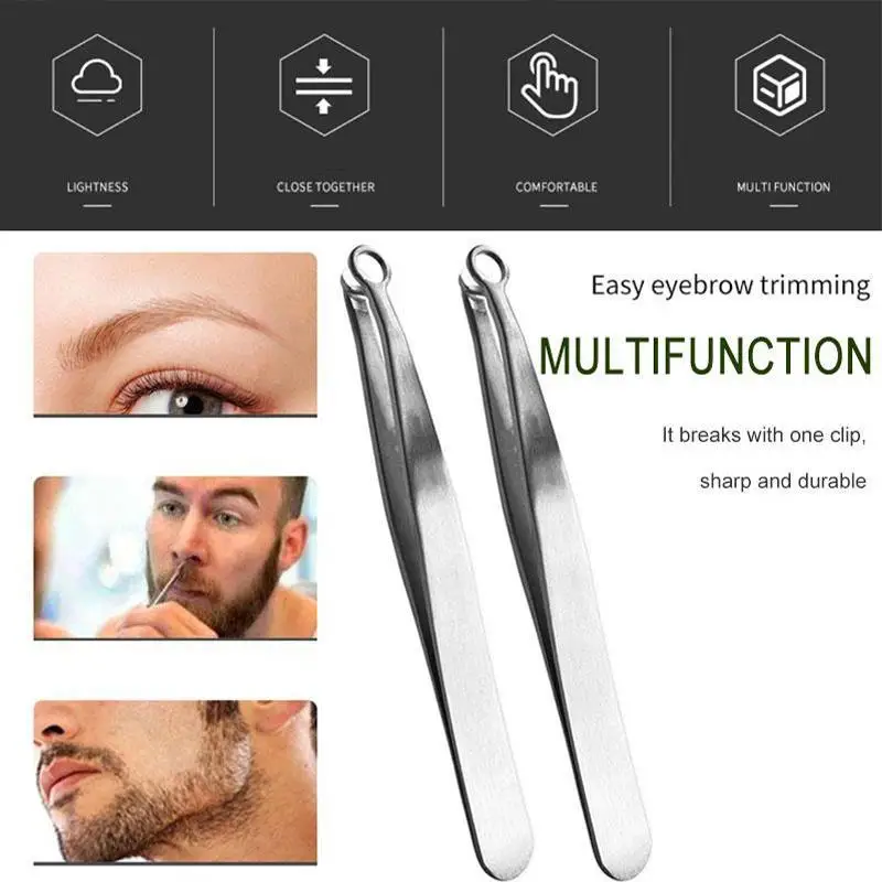 Universal Nose Hair Trimming Tweezers Stainless Steel Eyebrow Nose Hair Scissors Manicure Facial Trimming Makeup Tools tweezer tool