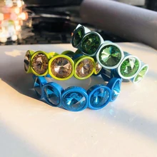 Многоцветный ручной работы большой кристалл эластичные браслеты эмаль стрейч стеклянный браслет плитка бусины браслет для женщин
