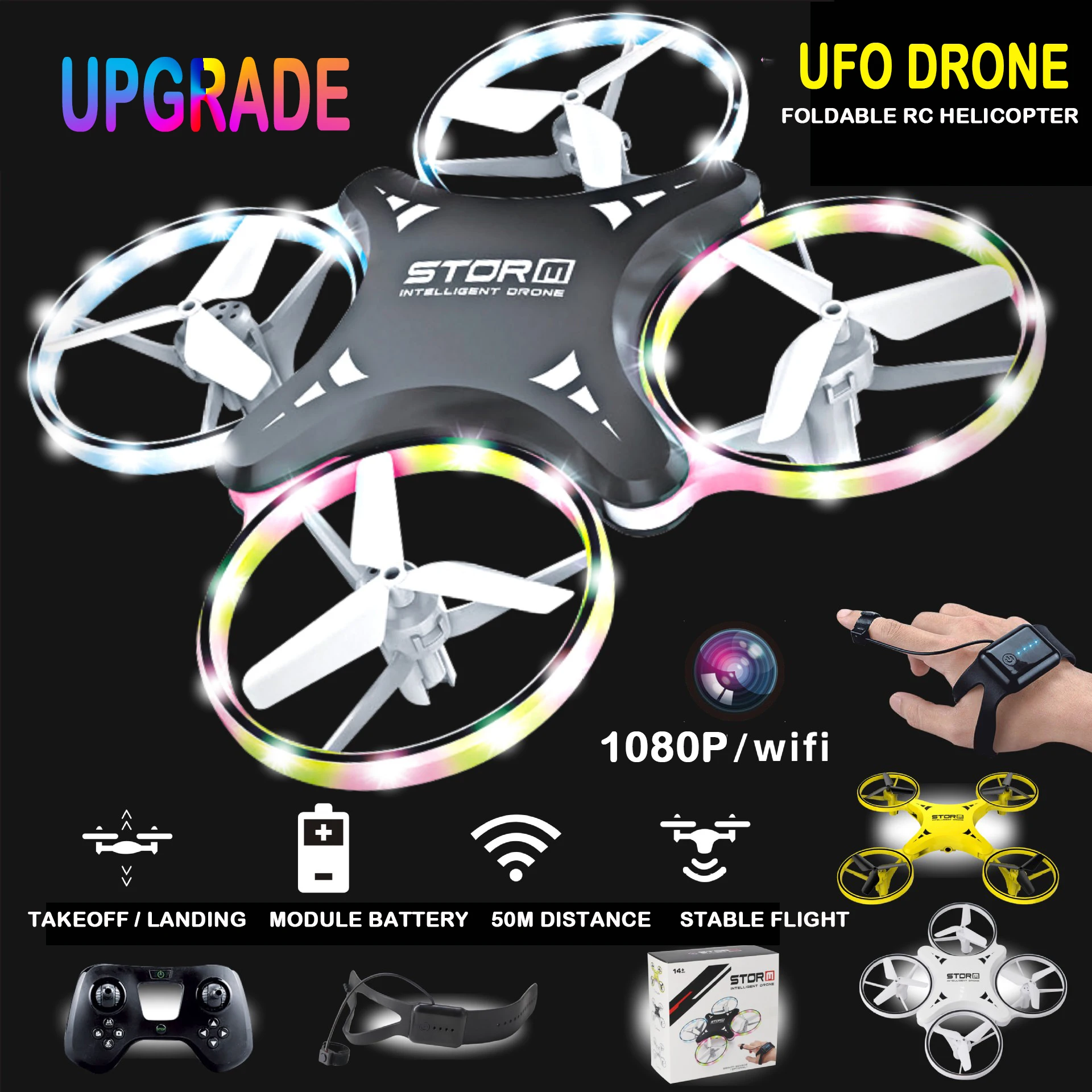 UFO Drone mini drone 1080P Induction Smart Watch Remote Sensing Gesture Aircraft Hand Control Drone Altitude Hold Kids toys UFO Drone mini drone 1080P Induction Smart Watch Remote Sensing Gesture Aircraft Hand Control Drone Altitude Hold Kids toys