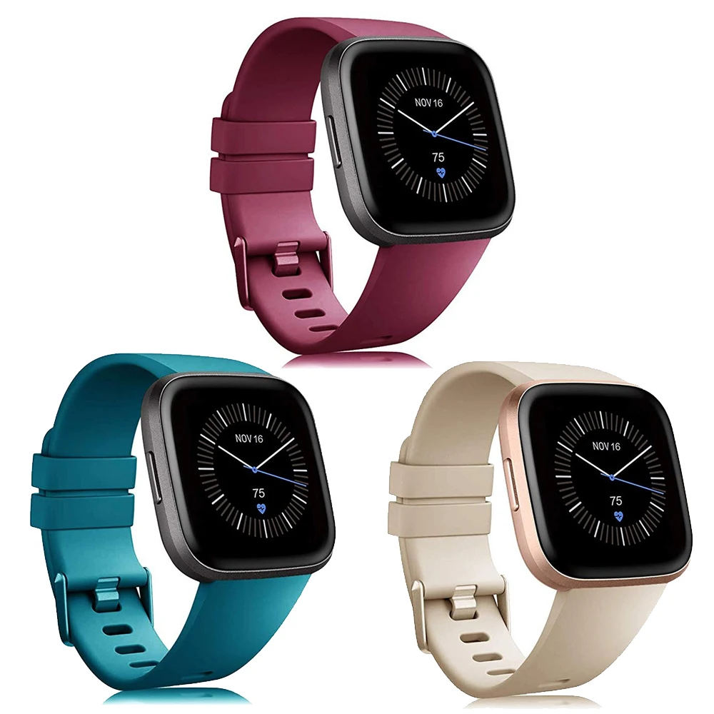 3 шт., ремешок для Fitbit Versa 2 Band, мягкий силиконовый водонепроницаемый сменный ремешок для наручных часов Fitbit Versa/Versa 2