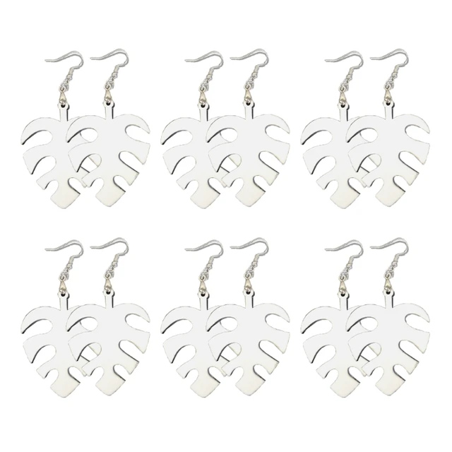 6 Pairs Handmade Wooden Sublimation Blanks Earring MDF Sublimation Printing Dangle Earrings for