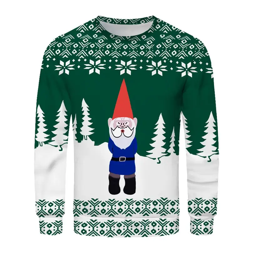 Christmas Couple's 3-D Printed Men and Women Tops Cotton Long-sleeved T Shirt Round Collar Christmas Blouse Casual Tee 4S13 (24)