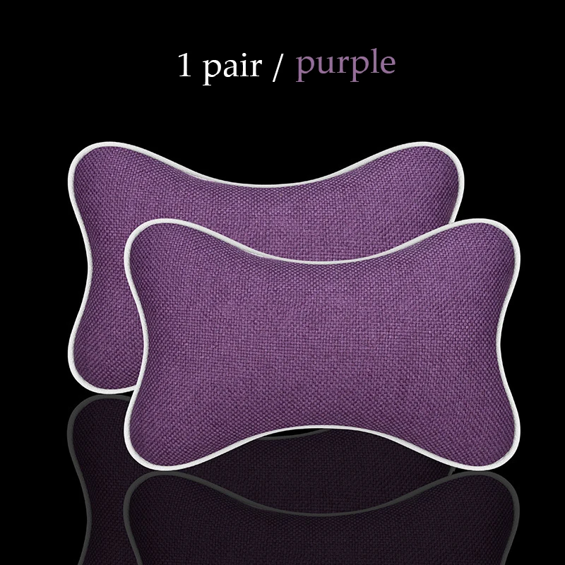 purple 1 pair 2 шт. роскошный Льняной материал Автомобильный подголовник подушка дышащий автомобильный шейный подголовник для отдыха Подушка Всесезонная Универсальная 1 пара - Цвет: purple 1 pair
