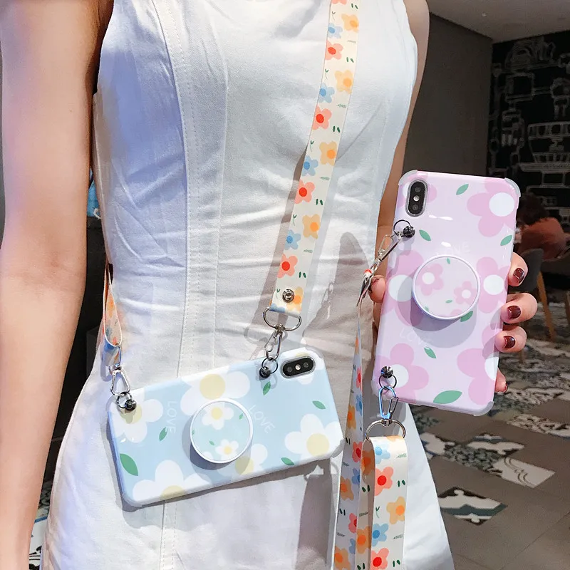 Чехол для телефона GYKZ с мультяшным цветочным ремешком iPhone 7 XR X XS MAX 8 6 6s Plus