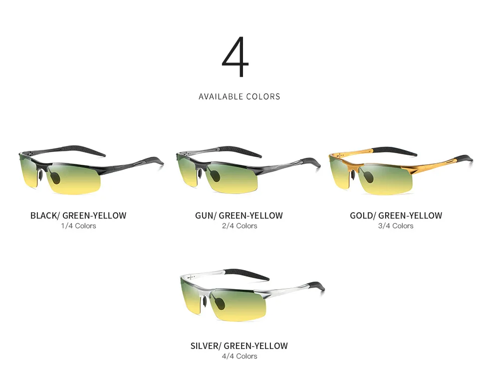 Mens Aluminum Sports Glasses for Driving Day and Night Vision Goggles Anti Glare Sunglasses with Gradient Polarized Lenses 5933